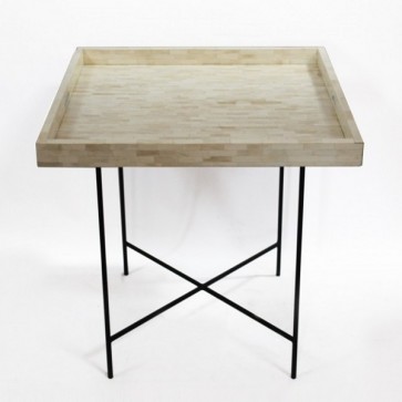 Handmade Bone Inlay Wooden Modern Pattern Tray Furniture with Metal Leg