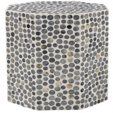 Handmade Bone Inlay Wooden Modern Dotted Pattern End Table Furniture.