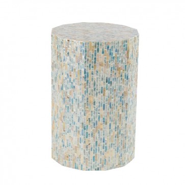 Handmade Mother Of Pearl Inlay Wooden Modern Striped Pattern End Table Furniture.