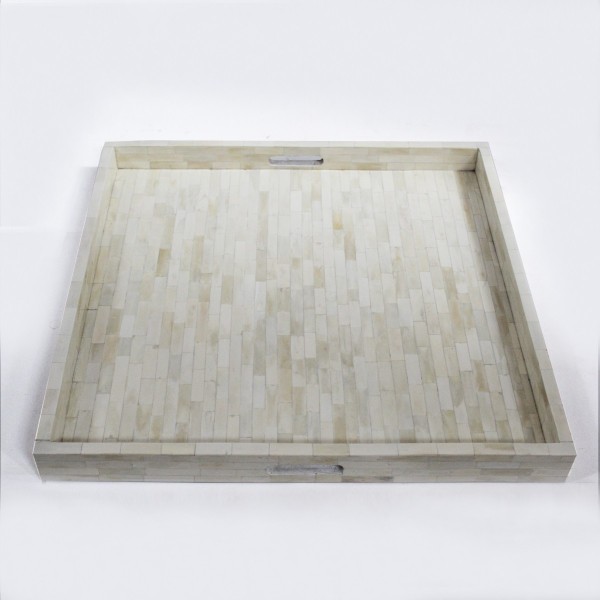 Handmade Bone Inlay Wooden Modern Pattern Tray Furniture.