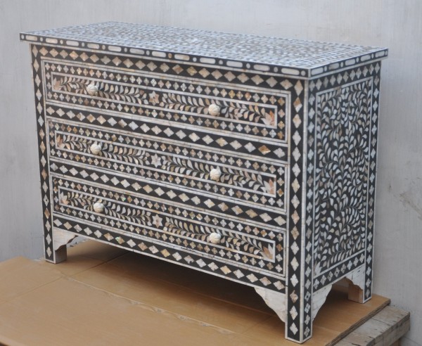 Mother Of Pearl Inlay Wooden Modern Antique Handmade Sideboard Drawers