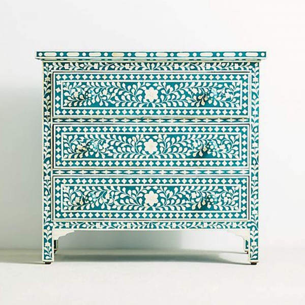 Handmade Bone Inlay Wooden Modern Floral Pattern Sideboard Furniture