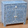 Handmade Mother Of Pearl Inlay Antique Home Decor Floral Pattern 1 Drawer and 2 Door Bedside Furniture 